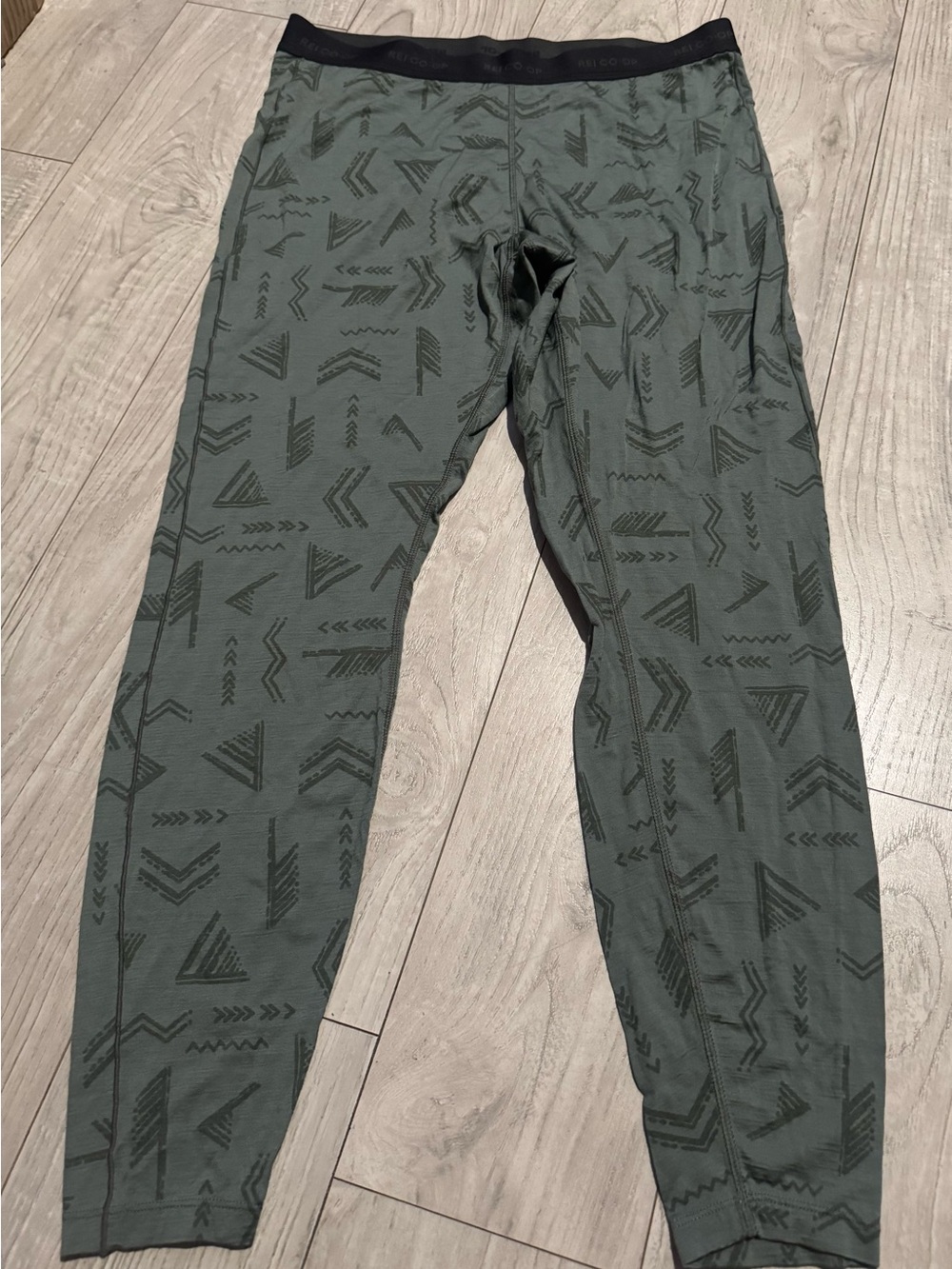 REI Olive Green Patterned Men's Base Layer merino wool Pants